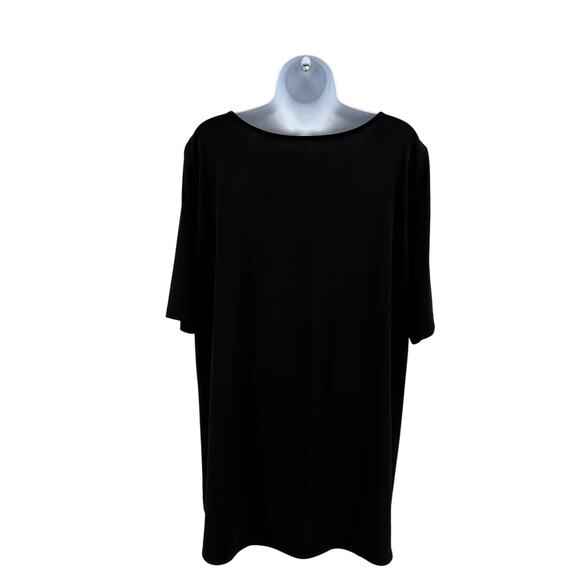 Susan Graver Scoop Neck Relaxed Top Women's XL Black Short Sleeve A575884 Blouse - Picture 4 of 7